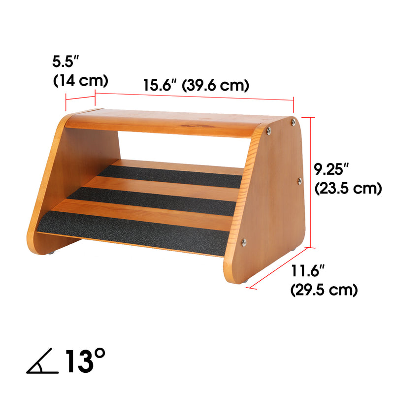 J JACKCUBE DESIGN Wood Double Step Foot Rest Under Desk Ergonomic Design  Footrest with Non Slip Surface, Leg and Posture Support Comfort Foot Stool