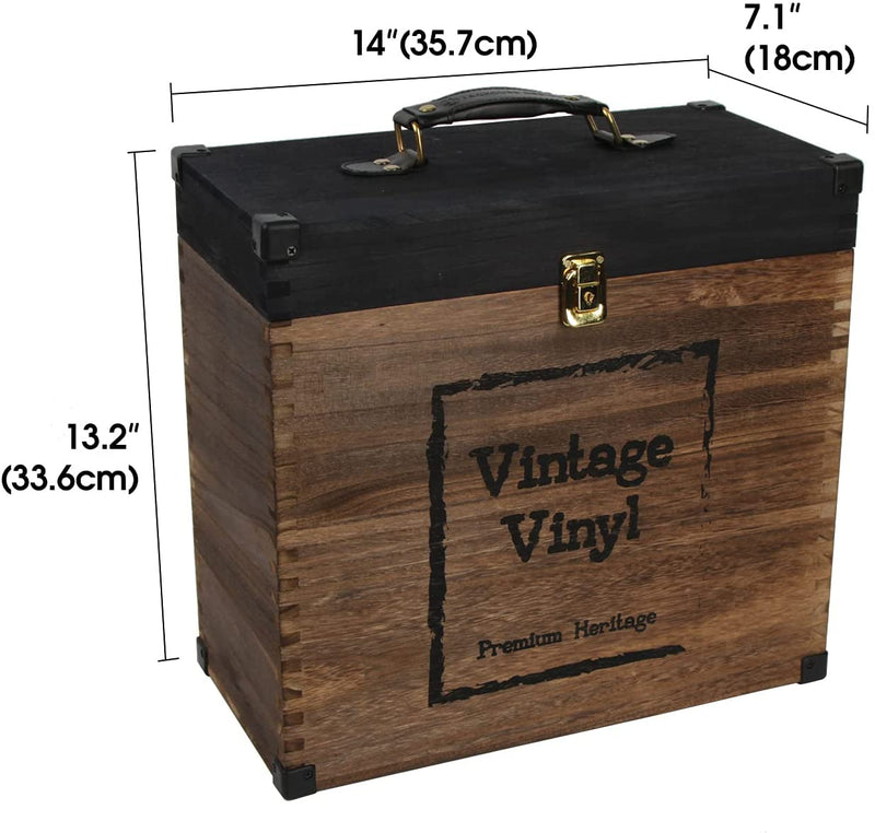 Vinyl Record Storage Case, Exquisite Metal Wood
