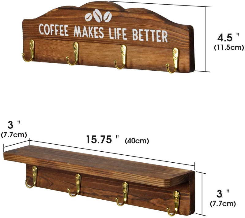 2 Tier Countertop Coffee Mug Cup Holder Shelf with 10 Hooks – J JACKCUBE  DESIGN